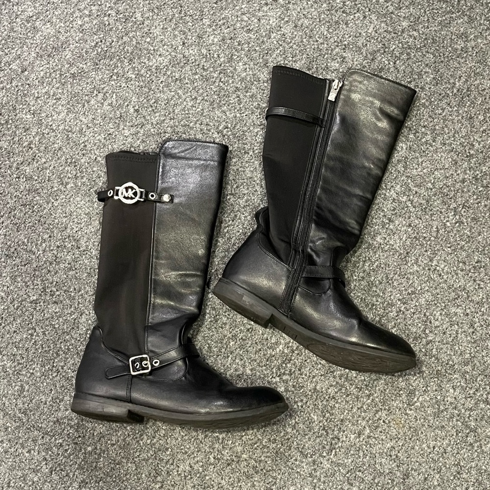 MK Xiamara Women's Black Leather Boots Sz 5